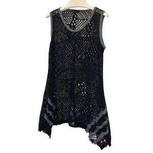 Firmianalily chambray blue netting lace cover up dress top XL